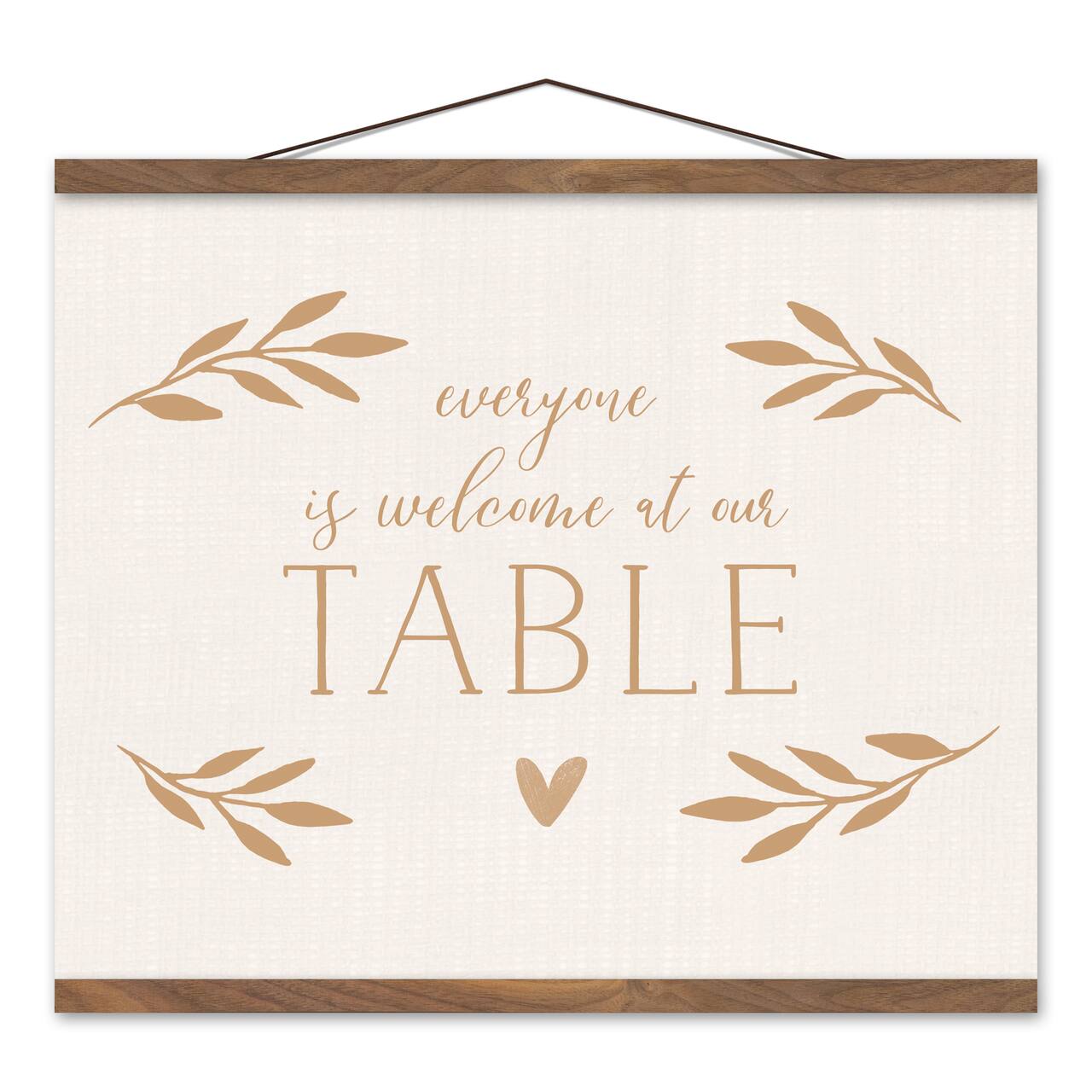 Welcome At Our Table 20" x 16" Teak Hanging Canvas
